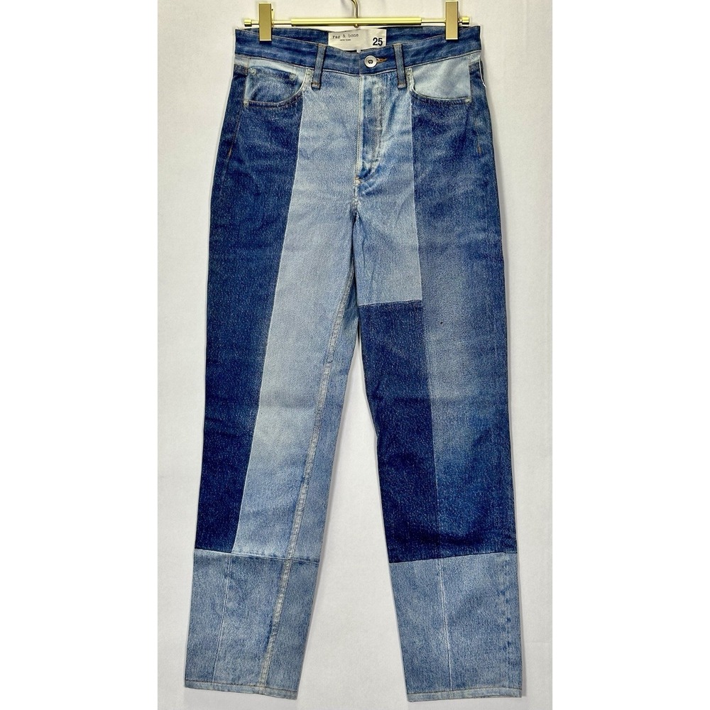 Rag & Bone Nina Miramar patchwork-effect stretch slim-leg pants Sz 25‎ S NWOT